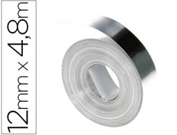 Cinta Dymo aluminio 12mm. x 4,8m. sin adhesivo
